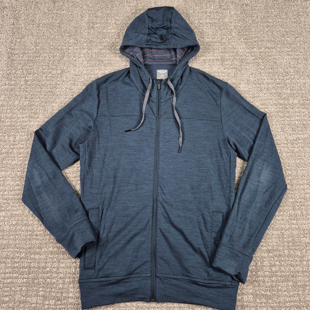 Icebreaker Hoodie Mens L Blue Merino Wool Shifter Full Zip Jacket Outdoors